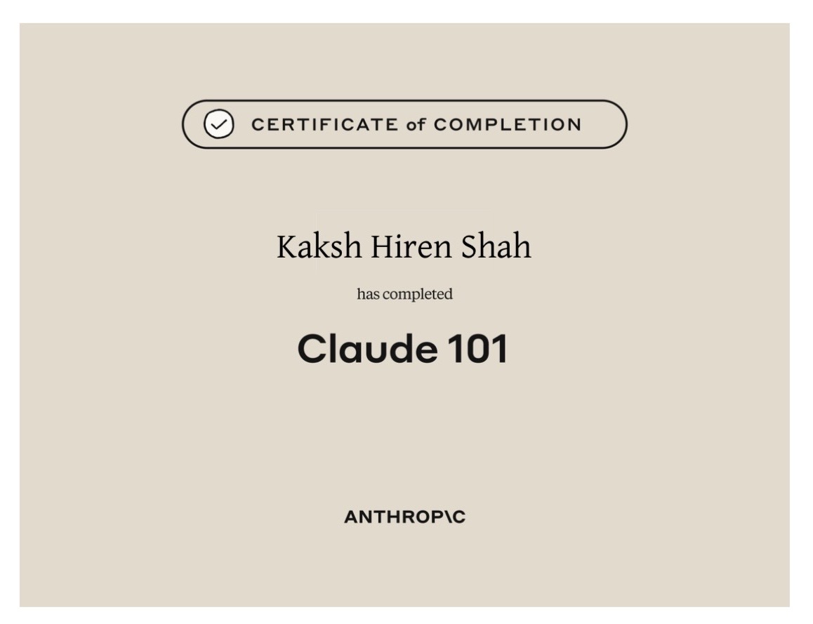 Claude 101 Certificate